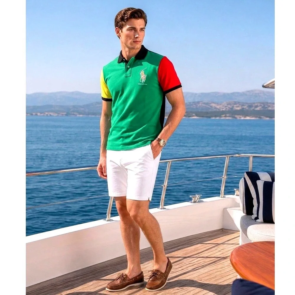 Polo Ralph Lauren Polo Shirt Mens Large Green Red Black BIG PONY NEW Classic Fit